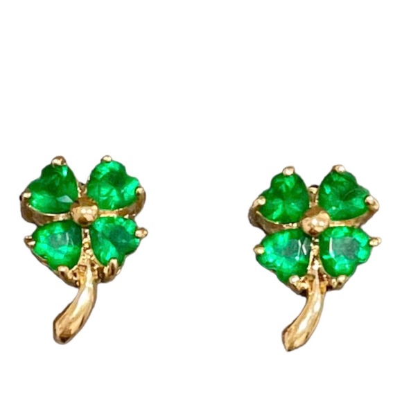 Vintage Jewelry Vintage Emerald And Gold Earrings And Pin Set